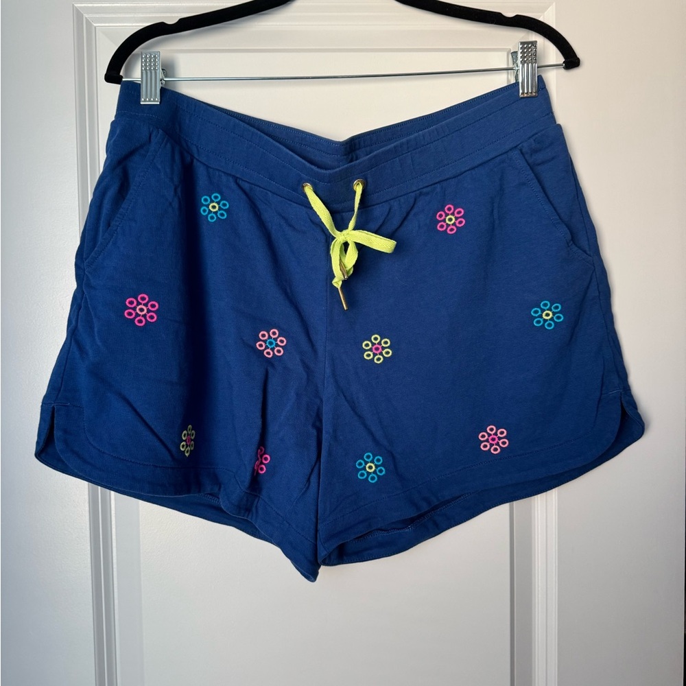 Lilly Pulitzer Blue Shorts with Colorful Embroidery